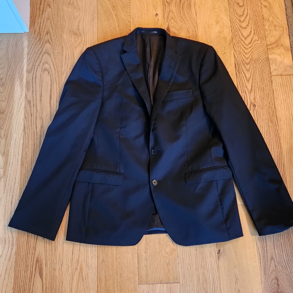 Le 31 Simmons Black Wool Mens Suit Jacket Blazer sz 42 Pants sz 34 Work Formal